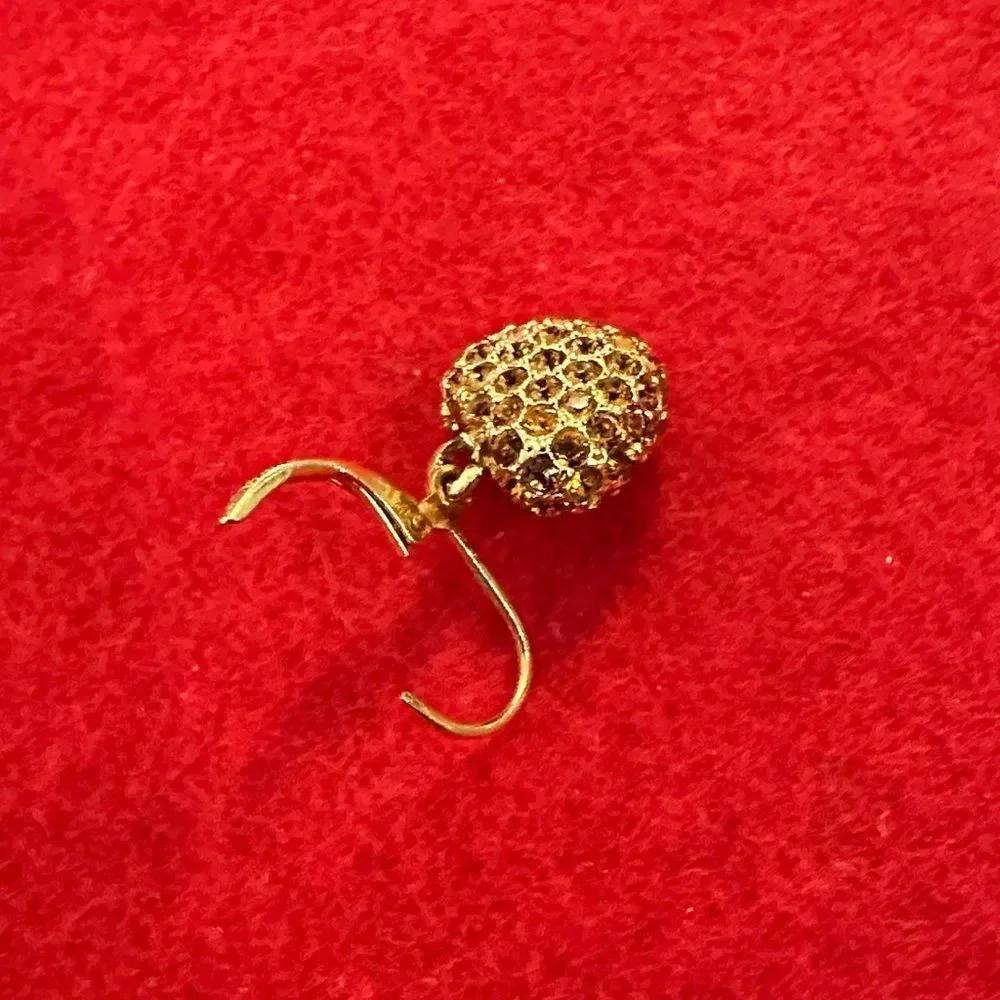 Joan Rivers Vintage Stamped Gold Amber Crystal Heart Drop Earrings